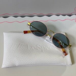 Le Specs Poseidon Deux Oval Sunglasses - Gold Teal Tint